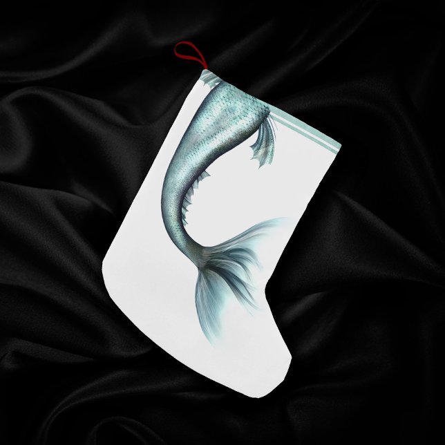 Sjöjungfru Luxe Svan | Seafoam Mint Grönt Aqua She Liten Julstrumpa (Skapare uppladdad)