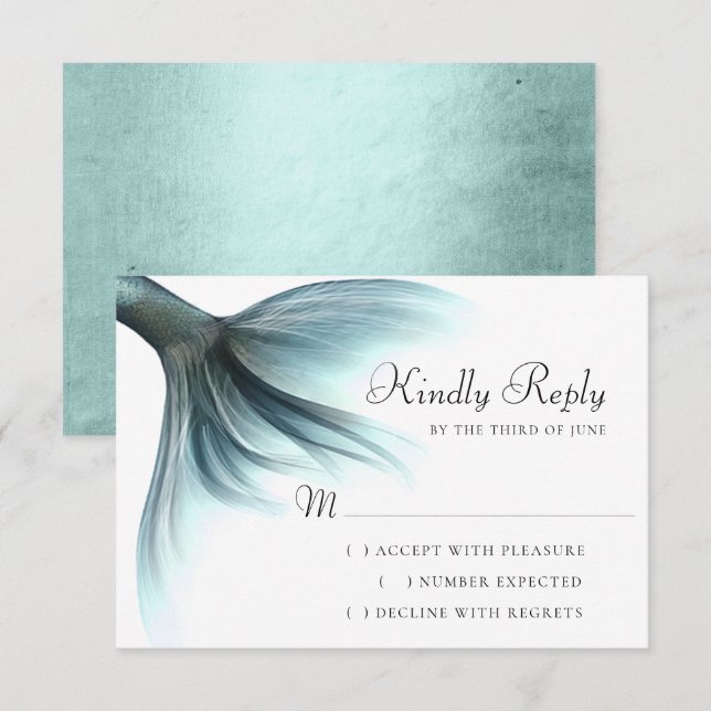 Sjöjungfru Luxe Svan | Seafoam Mint Grönt Aqua She OSA Kort (Fram/baksida)