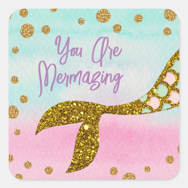 Sjöjungfru Magic Fyrkantigt Klistermärke (Framsida)