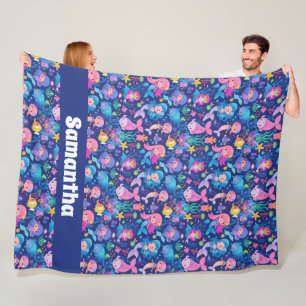 Sjöjungfru Magic med Personlig Fleecefilt