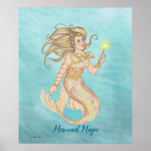 Sjöjungfru Magic, Sjöjungfru, Fairy, Älva, Sea Wit Poster