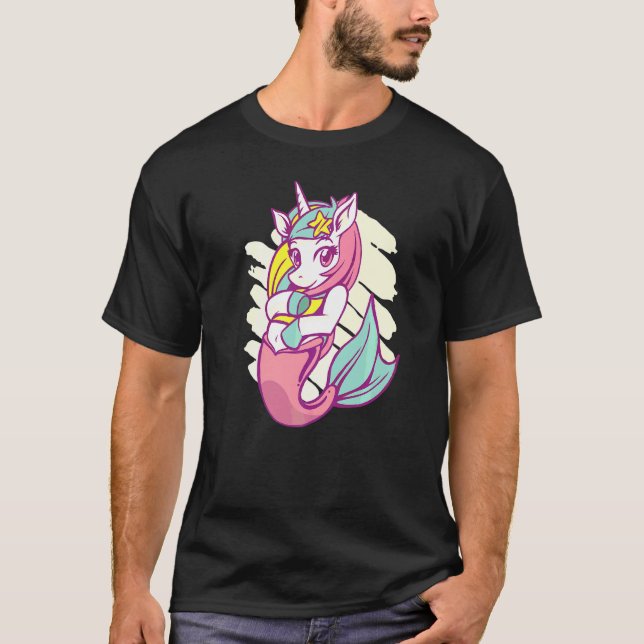 Sjöjungfru Magic Unicorn T Shirt (Framsida)