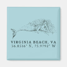 Sjöjungfru Magnet - koordinater för Virginia Beach