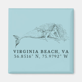 Sjöjungfru Magnet - koordinater för Virginia Beach