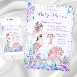 Sjöjungfru Mamma Baby Shower Inbjudningar