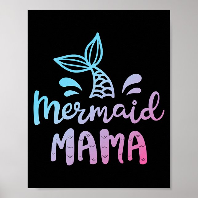 Sjöjungfru Mamma Funny Women Mamma Mamma Family Poster (Framsidan)