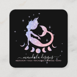 Sjöjungfru mån spirituell tarot-läsning zodiak fyrkantigt visitkort