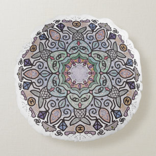 Sjöjungfru Mandala Round Pillow Rund Kudde
