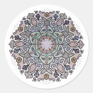 Sjöjungfru Mandala Sticker Runt Klistermärke