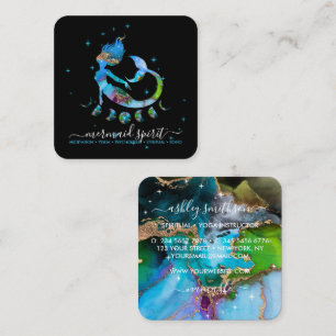 Sjöjungfru måne andlig tarot som läser zodiakstjär fyrkantigt visitkort