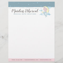 Sjöjungfru Måne & Stjärnor Mystisk Rosa Hår Havsny Brevhuvud