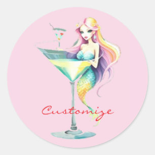 Sjöjungfru Martini Girl Thunder_Cove Runt Klistermärke