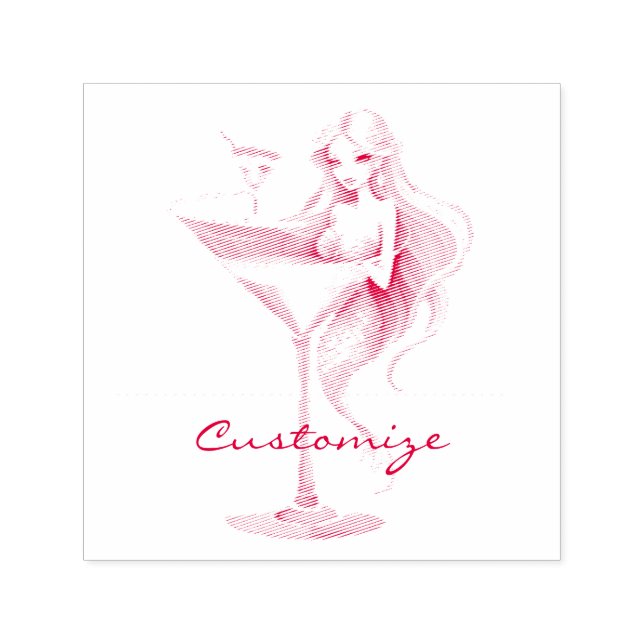 Sjöjungfru Martini Girl Thunder_Cove Självfärgande Stämpel (Design)