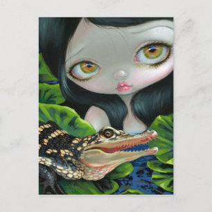 "Sjöjungfru med Baby Alligator" vykort