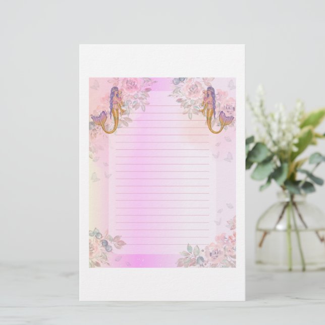 Sjöjungfru med baby art av Renee Lavoie Brevpapper (Stående Fram)