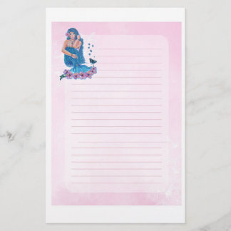 Sjöjungfru med blomkonst av Renee Lavoie Brevpapper