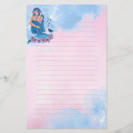 Sjöjungfru med blomkonst av Renee Lavoie Brevpapper