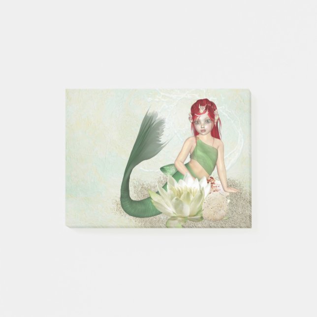 Sjöjungfru med blomman post-it block (Framsida)