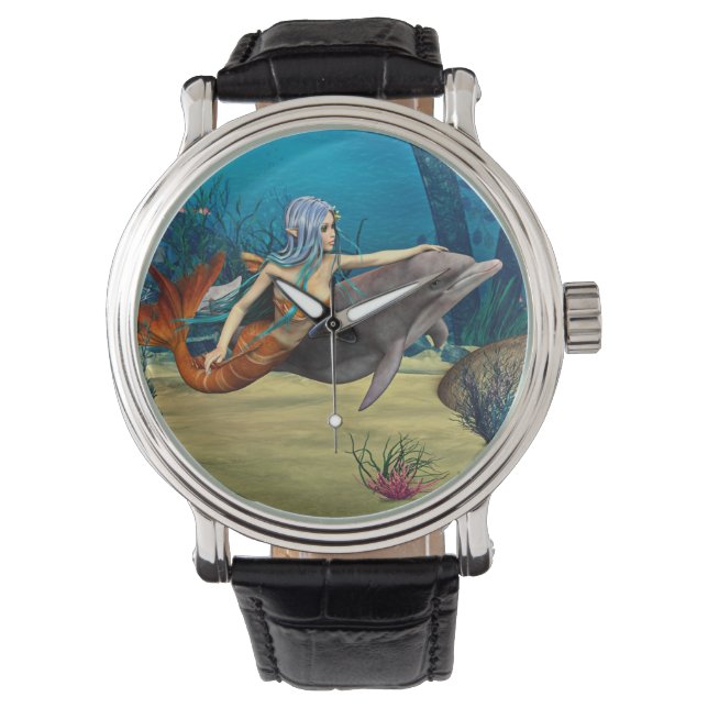 Sjöjungfru med delfin armbandsur (Framsida)