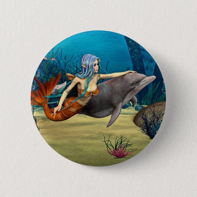 Sjöjungfru med delfin knapp (Framsida)