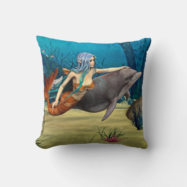 Sjöjungfru med delfin kudde (Framsida)