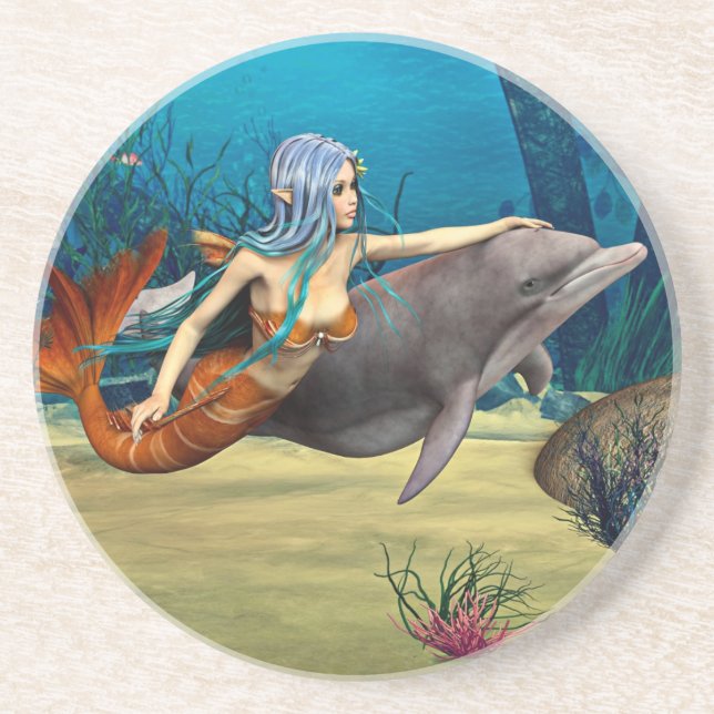 Sjöjungfru med delfin underlägg (Framsidan)