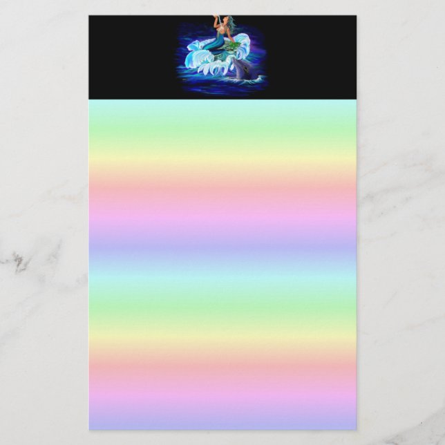 Sjöjungfru med delfiner brevpapper (Framsida)