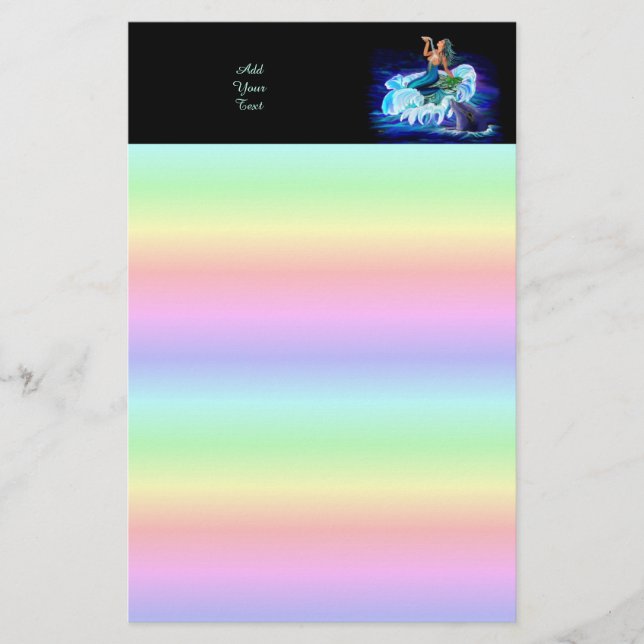 Sjöjungfru med delfiner brevpapper (Framsida)