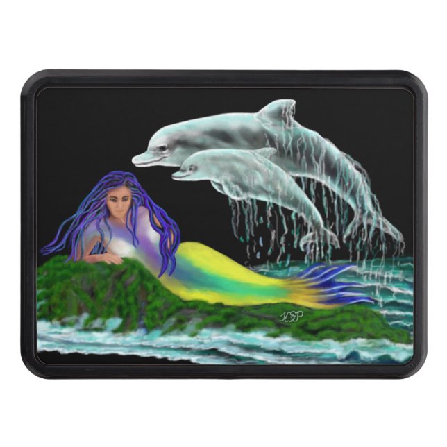 Sjöjungfru med delfiner dragkroksskydd (Framsidan)