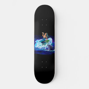 Sjöjungfru med delfiner mini skateboard bräda 18,5 cm