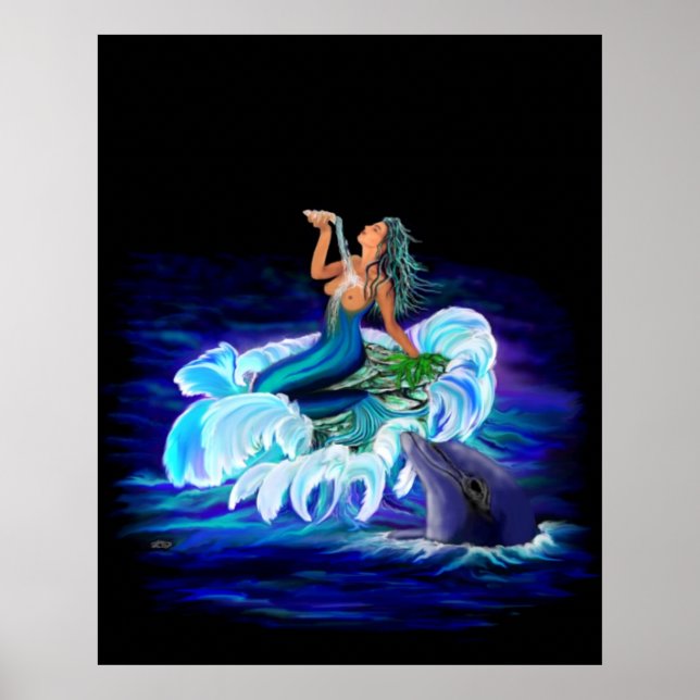 Sjöjungfru med delfiner poster (Framsidan)