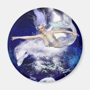 Sjöjungfru med delfinmagneten magnet