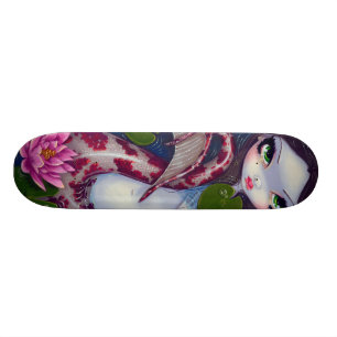 Sjöjungfru med den rosa lotusblommaskateboarden old school skateboard bräda 18 cm