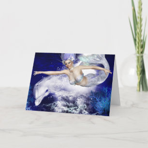 Sjöjungfru med Dolphin Greeting Card Kort