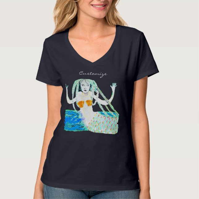 Sjöjungfru med Dreadlocks Thunder_Cove T Shirt (Framsida)