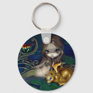 "Sjöjungfru med en guld- drake" Keychain Nyckelring