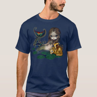 Sjöjungfru med en guld- konst för t-shirt