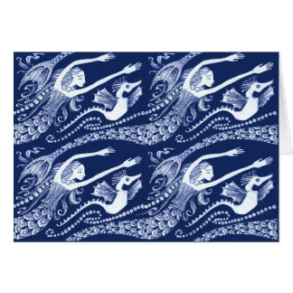 Sjöjungfru med pärlor och seahorsen hälsningskort