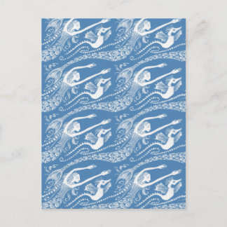 Sjöjungfru med pärlor och sjöhäst vykort