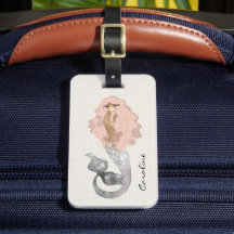 Sjöjungfru med Rosa Hair och ditt namn