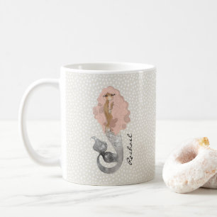 Sjöjungfru med Rosa Hair och ditt namn Kaffemugg