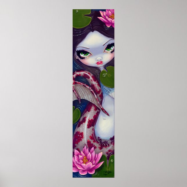 Sjöjungfru med Rosa Lotus gothic stort öga Art Pri Poster (Framsidan)