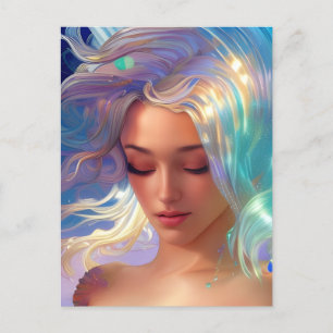 Sjöjungfru med Shimming Hair Postcard Vykort