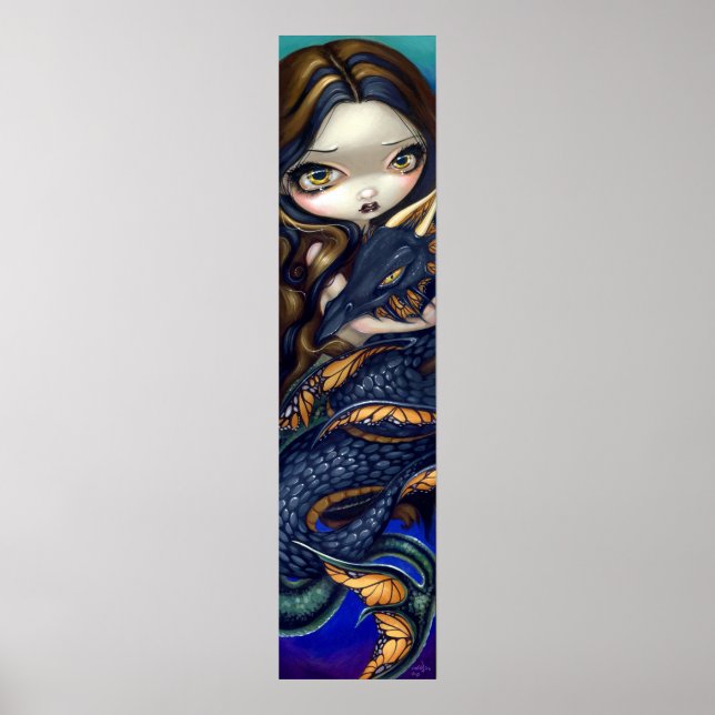Sjöjungfru med skrivardrake för Svartahavsserpent Poster (Framsidan)