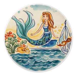 Sjöjungfru Mediterranean Folk Art Knopp