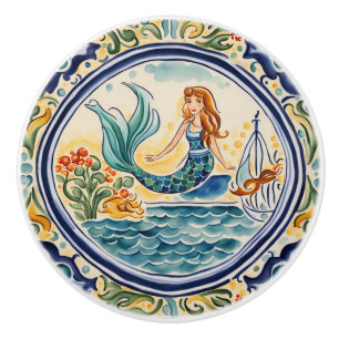 Sjöjungfru Mediterranean Folk Art Knopp