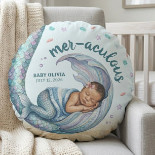 Sjöjungfru Mer-aculous Ny Bebis Bebisdusj Nurserie Rund Kudde
