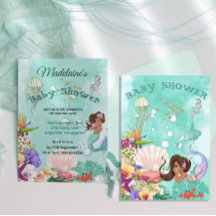 Sjöjungfru Mörk Hair Baby Shower Cute Grönt