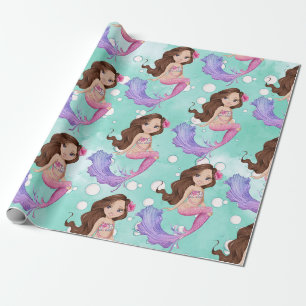 Sjöjungfru Mörk Hair Bubbles Rosa Blue Presentpapper
