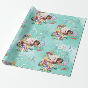 Sjöjungfru Mörk Hair Seahorse Star Fish Coral Presentpapper